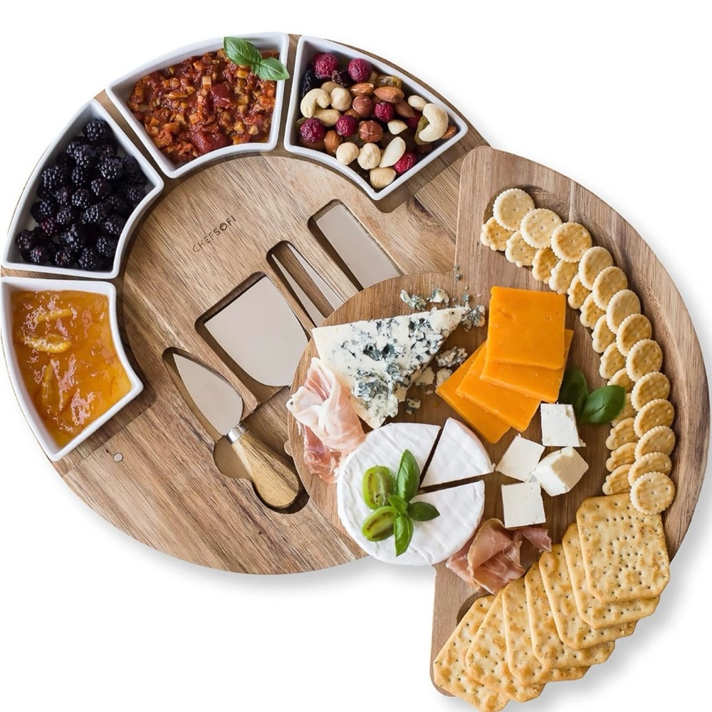 Brown and White Serveware Cheese Board